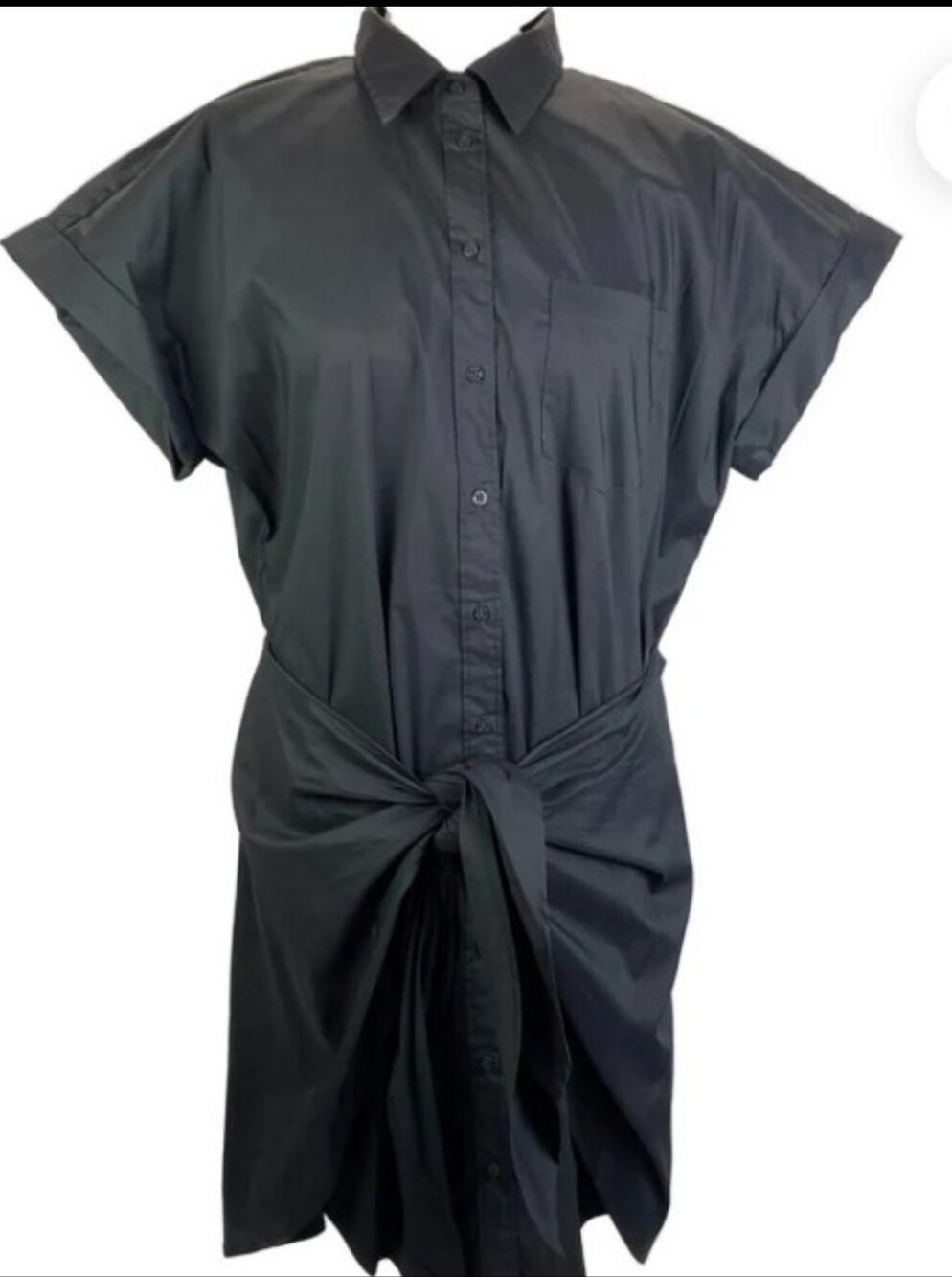 Lauren Ralph Lauren Cotton Black Sarong Tie-Waist Shirt Dress 10